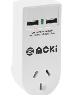 Moki Adaptor 1 Socket + 2 USB-A ACC-PAUSB2