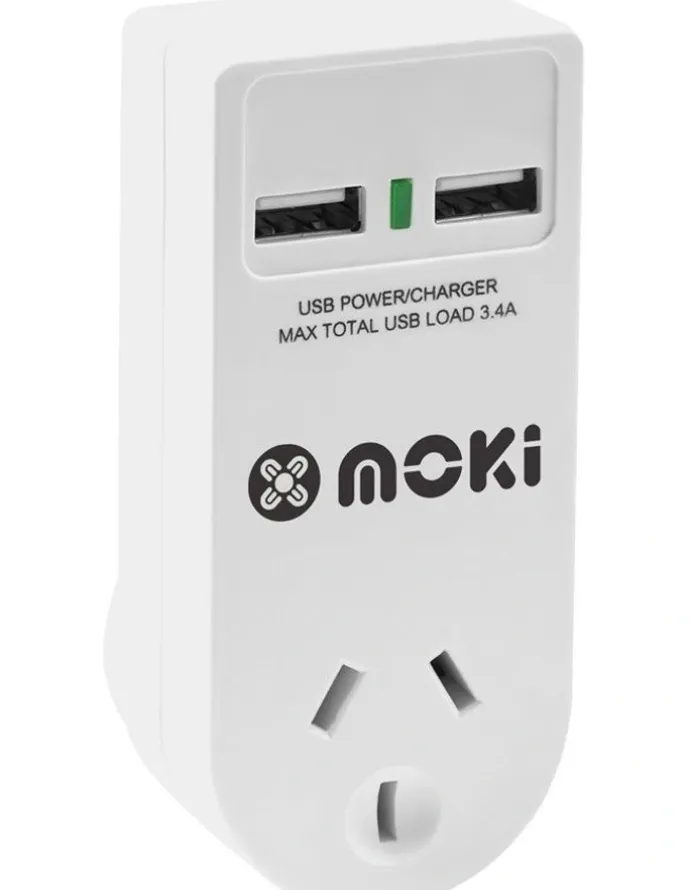 Moki Adaptor 1 Socket + 2 USB-A ACC-PAUSB2