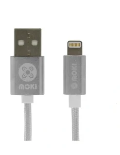 Moki Braided Lightning SynCharge Cable Silver