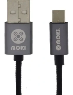 Moki Braided MicroUSB Syncharge Cable Gun Metal