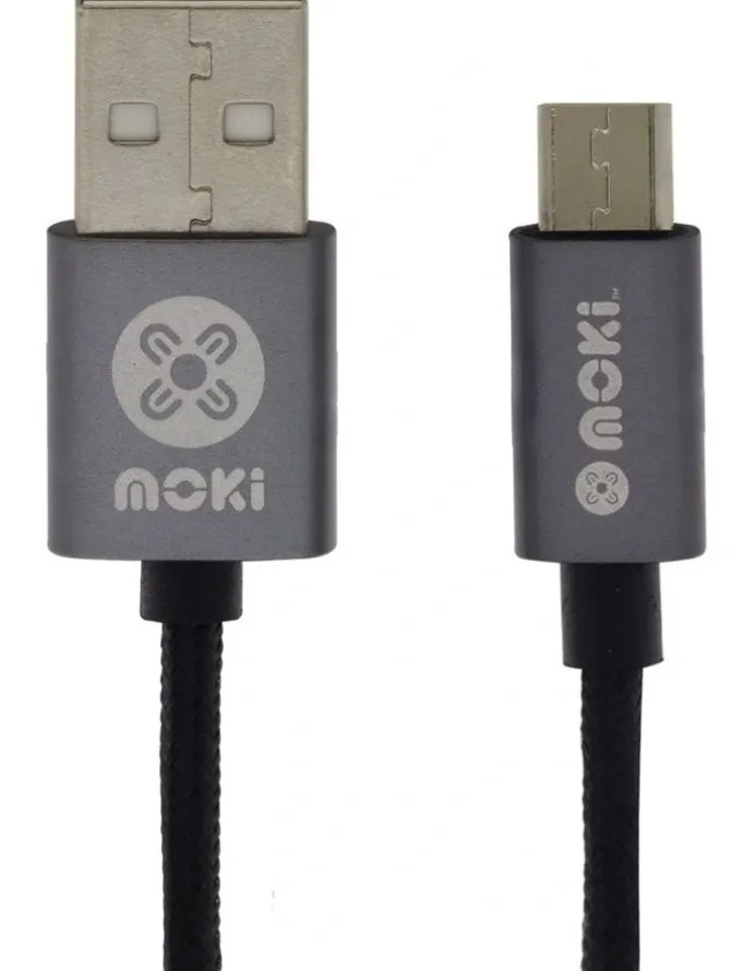 Moki Braided MicroUSB Syncharge Cable Gun Metal