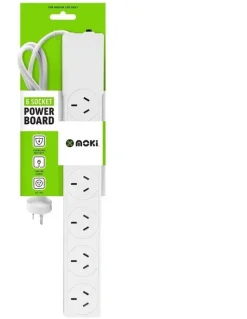 Moki Powerboard 6 Socket in White, ACC-PPB6