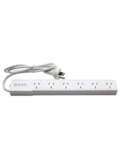 Moki Powerboard 6 Socket in White, ACC-PPB6