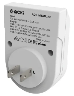 Moki Travel Adaptor Plus Outbound Aus/Nz To Japan + Pd20w Type-C & Qc 3.0 Usb-A Acc-Mtaojap in White