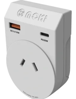 Moki Travel Adaptor Plus Outbound Aus/Nz To Japan + Pd20w Type-C & Qc 3.0 Usb-A Acc-Mtaojap in White