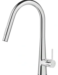 My Plaza Kitchen Mixer Tap Pull Out Round 2 Mode Sink Basin in Silver
