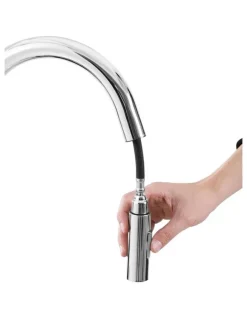 My Plaza Kitchen Mixer Tap Pull Out Round 2 Mode Sink Basin in Silver