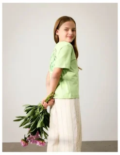 Name It Izteks Wide Stripe Pants in Arcadian Green