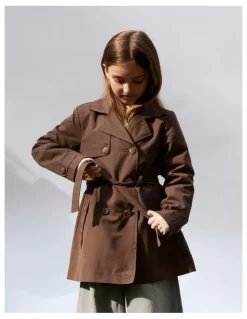 Name It Madelin Trench Coat in Chocolate Brown