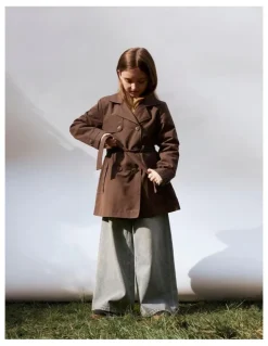 Name It Madelin Trench Coat in Chocolate Brown