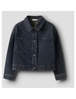 Name It Rhea Rhinestone Denim Jacket in Dark Denim