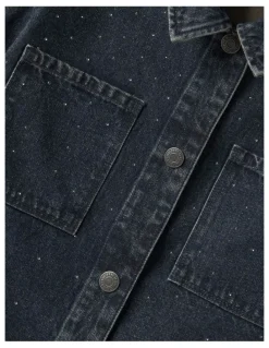 Name It Rhea Rhinestone Denim Jacket in Dark Denim