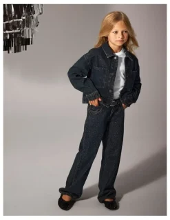 Name It Rhea Rhinestone Denim Jacket in Dark Denim