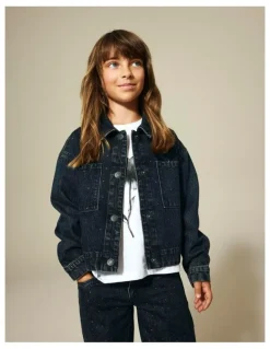Name It Rhea Rhinestone Denim Jacket in Dark Denim