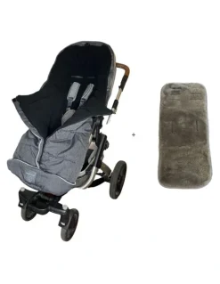 Naturally Sheepskins Combi Fleece Footmuff with removable Lambskin Liner in Charcoal/Grey