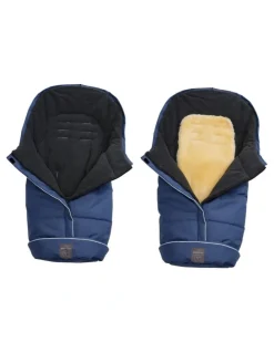 Naturally Sheepskins Naturally Sheepskins Combi Fleece Footmuff with removable Lambskin Liner (Linear Navy Natural)