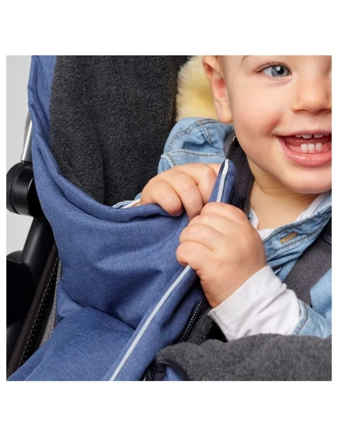 Naturally Sheepskins Naturally Sheepskins Combi Fleece Footmuff with removable Lambskin Liner (Linear Navy Natural)