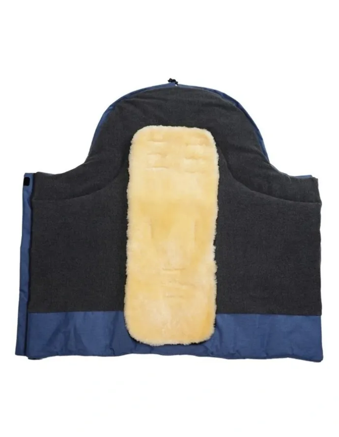 Naturally Sheepskins Naturally Sheepskins Combi Fleece Footmuff with removable Lambskin Liner (Linear Navy Natural)