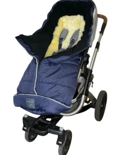 Naturally Sheepskins Naturally Sheepskins Combi Fleece Footmuff with removable Lambskin Liner (Linear Navy Natural)