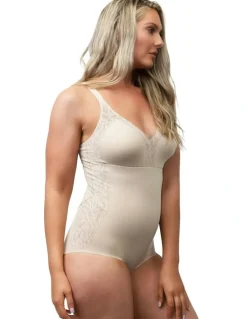 Naturana Minimiser Cup Shaping Bodysuit with Lace in Light Beige