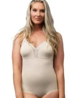 Naturana Minimiser Cup Shaping Bodysuit with Lace in Light Beige
