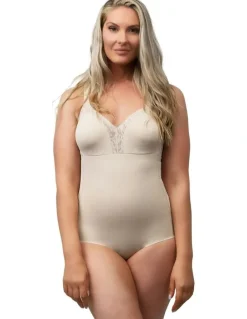 Naturana Minimiser Cup Shaping Bodysuit with Lace in Light Beige