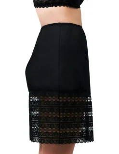 Naturana Trimmable Half Slip Lingerie Underskirt With Lace in Black
