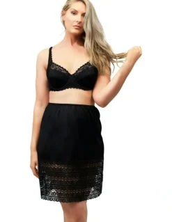 Naturana Trimmable Half Slip Lingerie Underskirt With Lace in Black