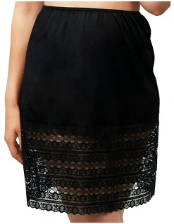 Naturana Trimmable Half Slip Lingerie Underskirt With Lace in Black