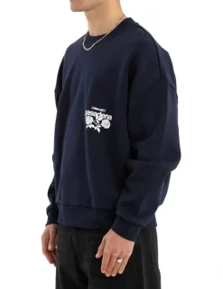 Nena & Pasadena Fray Motion Box Fit Sweater in Black