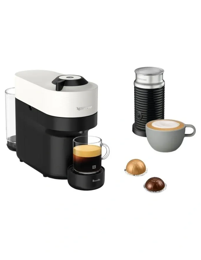 Nespresso Vertuo Pop Capsule Coffee Machine Bundle BNV150WHT4JAN1 in Coconut White