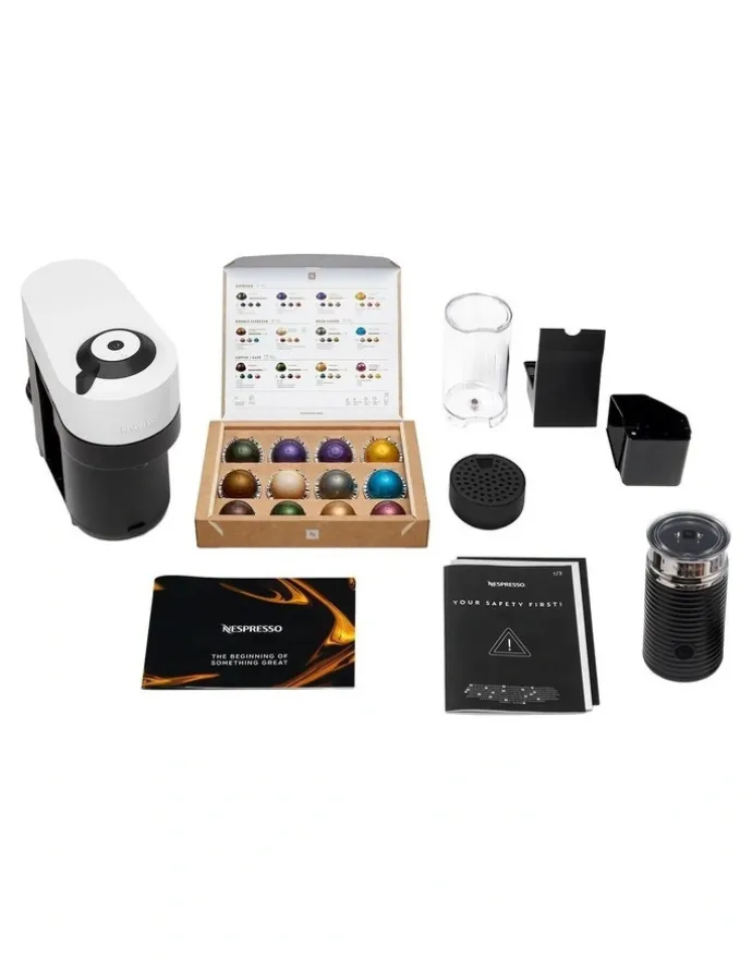 Nespresso Vertuo Pop Capsule Coffee Machine Bundle BNV150WHT4JAN1 in Coconut White