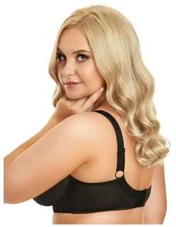Nessa Selena Unlined Embroidered Large Cup Wired Bra in Black