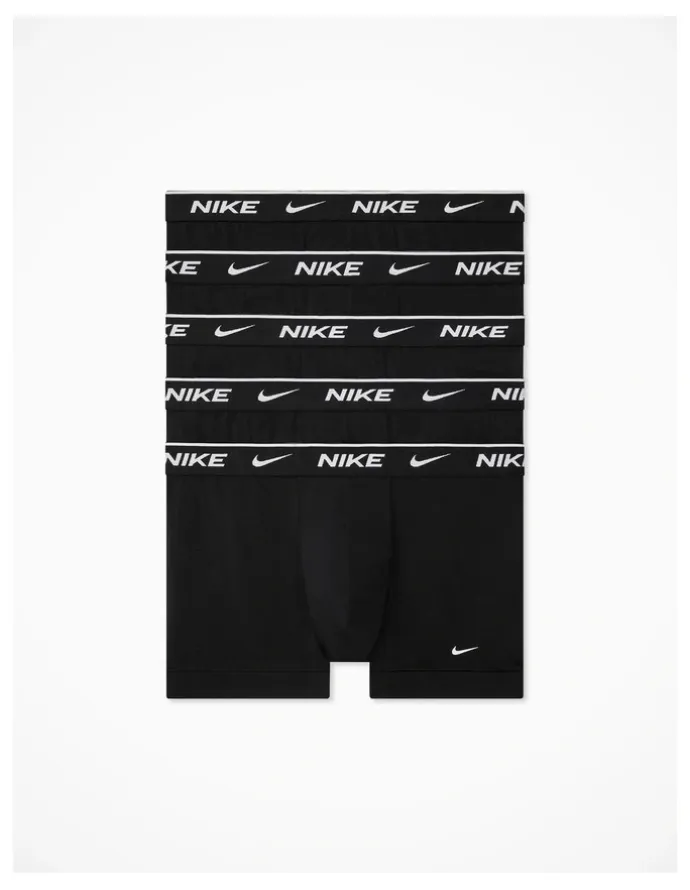 Nike Essential Cotton Stretch Trunks 5 Pack in Black