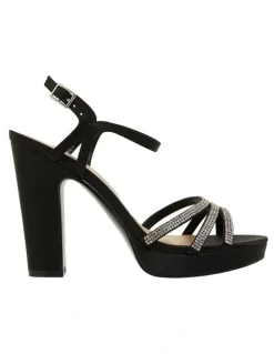 Nina Saralyn Black Satin Sandals