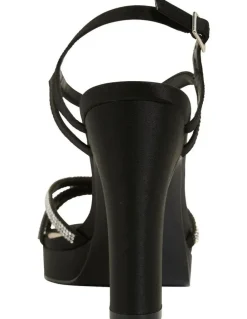 Nina Saralyn Black Satin Sandals