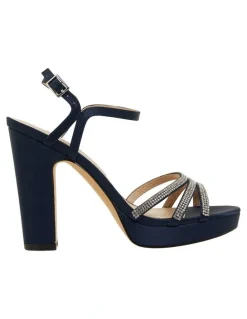 Nina Saralyn Navy Satin Sandals