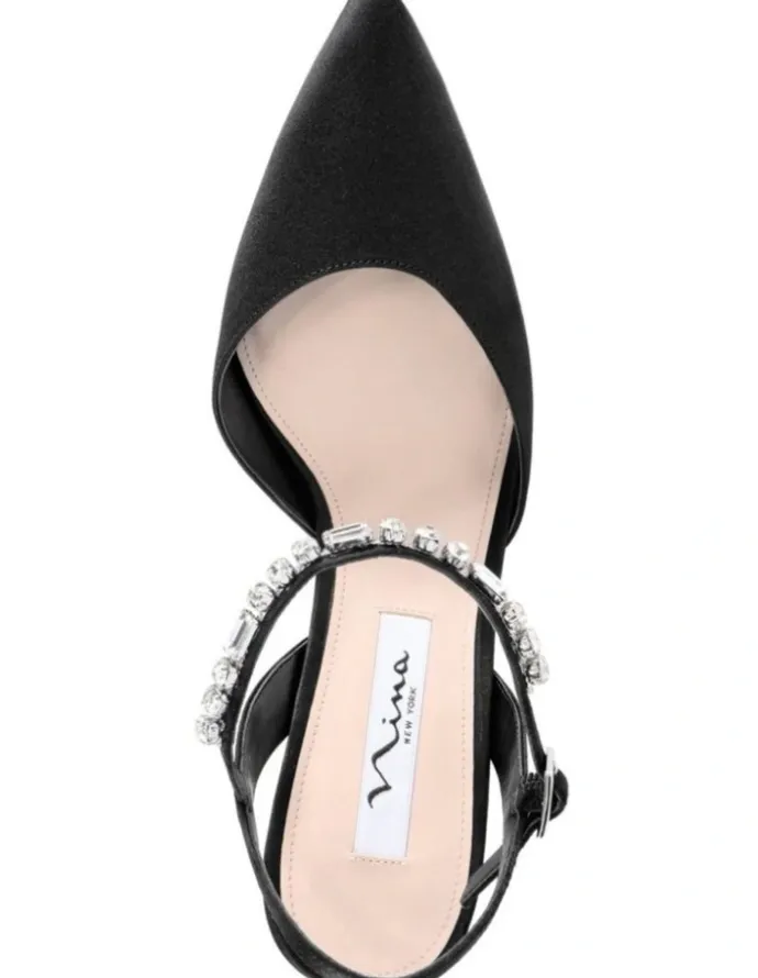 Nina Tonya Black Satin Pump