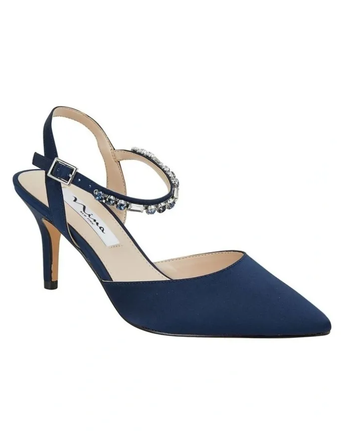 Nina Tonya Navy Satin Pump