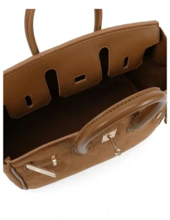 Novo Shoes ADORA top-handle satchel - Caramel Suede.