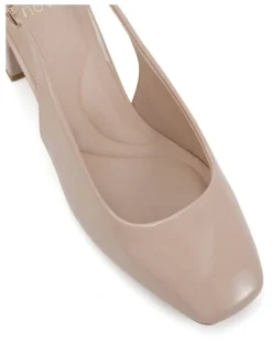 Novo Shoes Ivoree Block Court Heels in Nude Patent