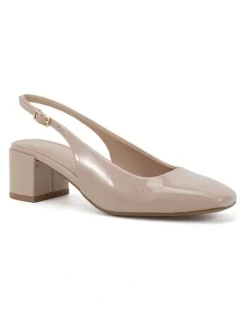Novo Shoes Ivoree Block Court Heels in Nude Patent