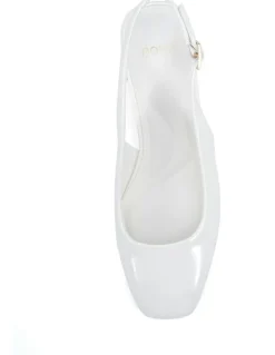 Novo Shoes Ivoree Block Court Heels In White Patent