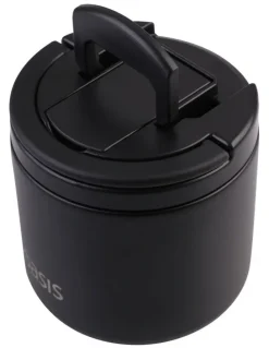 Oasis Double Wall Insulated Food Flask With Quick Release Lid and Spork 550ml in Black