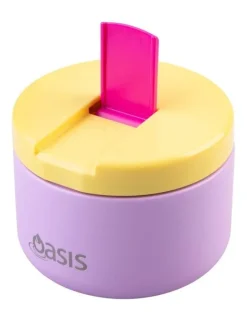 Oasis Stainless Steel Double Wall Insulated Food Flask with Quick Release Lid 300ml in Bubblegum Pink