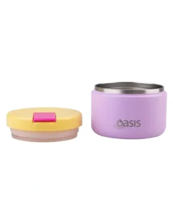 Oasis Stainless Steel Double Wall Insulated Food Flask with Quick Release Lid 300ml in Bubblegum Pink