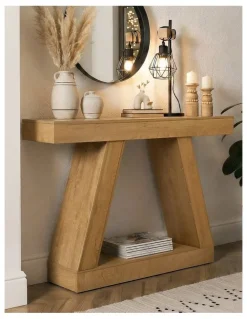 Oikiture Hallway Narrow Console Table in Beige