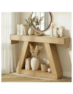 Oikiture Hallway Narrow Console Table in Beige