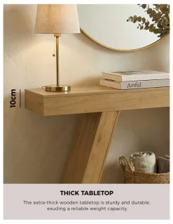 Oikiture Hallway Narrow Console Table in Beige