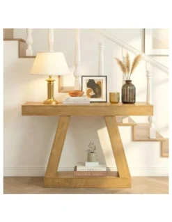 Oikiture Hallway Narrow Console Table in Beige